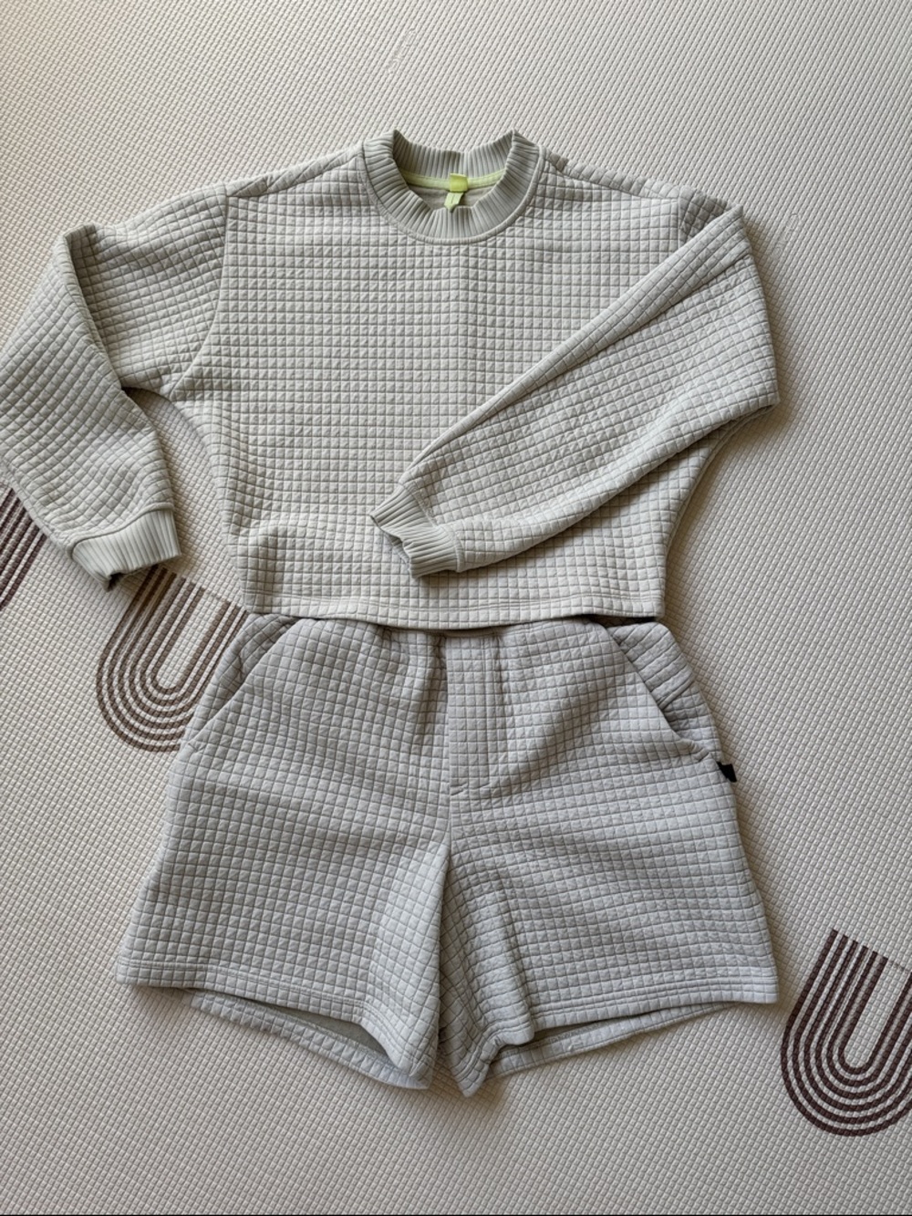 lululemon athletica Cream Quilted Sweatshirt & Shorts Set